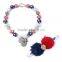 4TH OF JULY,Baby BubbleGum chunky bead necklace, headband, cute cartoon mouse