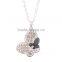 Trendy Gold & Silver Full Shiny Rhinestone Butterfly Chain Necklace For Women Pendant Necklaces Jewelry Gifts