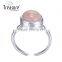 2016 New design pink stone silver plating copper open ring wholesale in spring