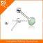 Cheap 316L Stainless Steel Banana Tongue Barbell White Synthetic Opal Ball Barbell Tongue Ring