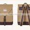 14 inch tea green laptop canvas rucksack School canvas backpack Backpack for schoo Canvas backpack with leather