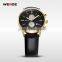 WEIDE Japan Movement Genuine Leather Strap Men Gold Watches Luxury Watch In  Express