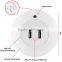 LED night light with dusk to dawn sensor and dual USB wall Plate charger