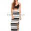 New arrival black and white stripe long skirt latest skirt design pictures