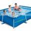 collapsible plastic rectangular swimming pool with frame