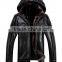 Mens Hooded Fur Leather Winter Coats Vintage Fashion