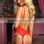 Women Bodystocking Lingerie Sheer Lace Mesh G-string Doll Handcuff Garter Hollow Out Sexy exotic apparel XXXL Bustier Red/Black