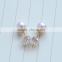 AAAAA 7.5-8mm White Akoya Pearl Stud Earrings with 18K Gold Posts and Silicon Stopper