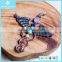Foreign Trade Natural Crystal Agate Druzy Stone Alloy Angel Wing Pendant Jewelry