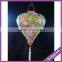 XK110 diamond shape green printing holiday lantern indoor hanging fabric lantern wholesale