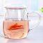 Increasing heat clear glass flower tea cups with filter