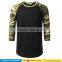 2016 Men's Custom logo running Jersey Shirt Casual Crew Neck 3/4 Sleeve Baseball raglan camo Tshirt