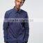High Quality Long Sleeve Spread Collar Mens Pre-Shrunk 100% Cotton Breathable Slim Fit Casual Navy Point Printed Dress Shirts