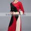 Lady multicolor fashion degisn crumple dresses with split hem