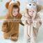 2016 winter baby infant coral fleece hooded long sleeve plain baby romper