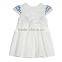 European High Quality Cap Sleeve 100% Linen Baby Girl Summer Dress Embroidred Boutique Baby Clothes