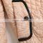 Ladies Quilted Stand Collar With Leather Trim Jacket