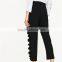 2017 oem eco-friendely pink cropped flowing frilled women's trousers