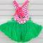 Girl Sweet Green Wave Line Tutu Dress wholesale New Design Kids Dance Dress