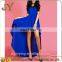 wholesale fashion womens plus size taffeta fabric cap sleeve blue maxi long party dress with floor length
