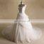 Special design round neck short sleeve new tiered lace & beads ball wedding gown