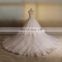Princess Beautiful Sequin Flowers Tiered Long Train Wedding Dress Ball Gown Zhongshan