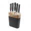 ABS handle 5pcs stainless steel chef knife set with wooden block