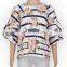 Girl Stripe Floral Summer Futter Sleeve Tunic Tshirts with Custom Logo Kids Urban Wear Wholesale