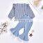 Fall Autumn Newborn Baby Girls Shirt Tops Flared Pants Trousers Outfits Spring Striped Shirt Leggings Clothes Set