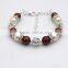 latest pearl slave bracelet design with diamond crystal ring bracelet