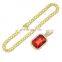 Mini Jewelry Necklace With Cuban Pendant Link Chain Gemstone Necklace Hip-hop Mens Ruby Necklace