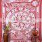 Indian Tapestry Cotton Red Compass Zodiac Print Vintage Wall Hanging Tapestries Throw Bedsheet