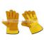 industrial split leather working gloves with yellow cuff