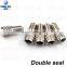 Double seal flow through valve stem tire caps, Inflate thru for high pressure truck car RV semi bus tires inflate tires