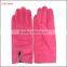 Winter classic warm gloves lining polyesther pink sheep suede glove