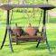 luxurious durable double seat pe rattan swing chair with canopy