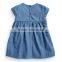 2016 denim dress with pockets & buttons detail soft cotton girls dress
