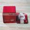 Red rectangular chinese tea storage tin
