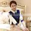 2015 Women royal blue with white half sleeves blouse korean fashion lady shirts