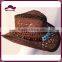 Chocolate 100% straw cowboy hat with blue beads