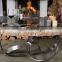 Unique designer coffee table of petrified wood