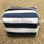 block stripe cotton canvas zipper make up bag small pouch case