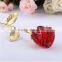 Elegant red rose crystal flower with gold leaf for valentine's day