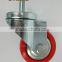 Red Nylon Threaded Stem Swivel Caster With Stop For Trolley Wheel