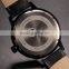Fashion Stainless Steel Oversized Black Case Leather Strap Quartz Men Watch