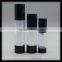 Round shape airless bottle 50ml with airless pump plastic cosmetic packaging black vacum cosmetic bottle