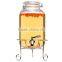 Glass Mason Jar Beverage Drink Dispenser With metal stand and tap
