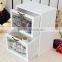 2016 Mediterranean style white printing flowers glass wooden container wood storage box jewelry cabinet