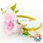 White rose flower with gold leaf U shape baby hair band with flowers