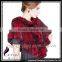 CX-B-128A  China Supplier Knitted Rabbit Fur Women's Shawl/ Poncho